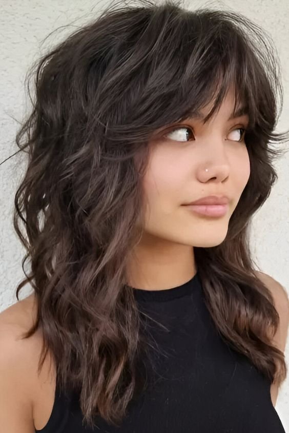 Shaggy Layers with Curtain Bangs