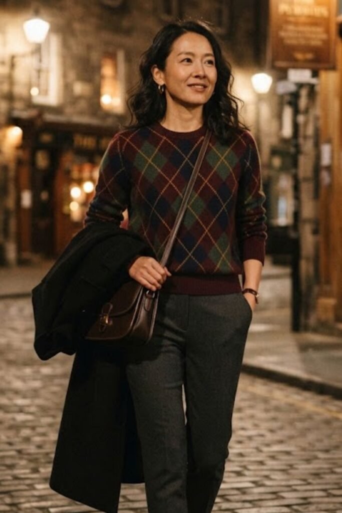 Argyle Knit with Slim Trousers