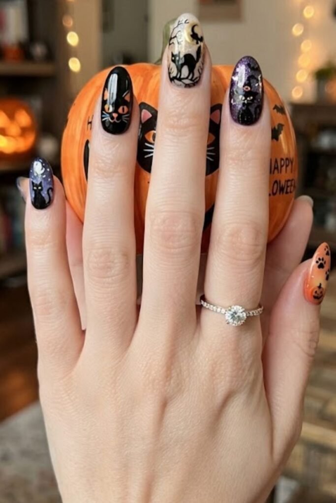 Black Cat with Pumpkin