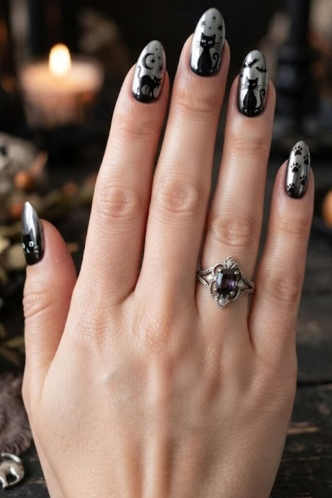 Black Chrome with Cat Silhouette