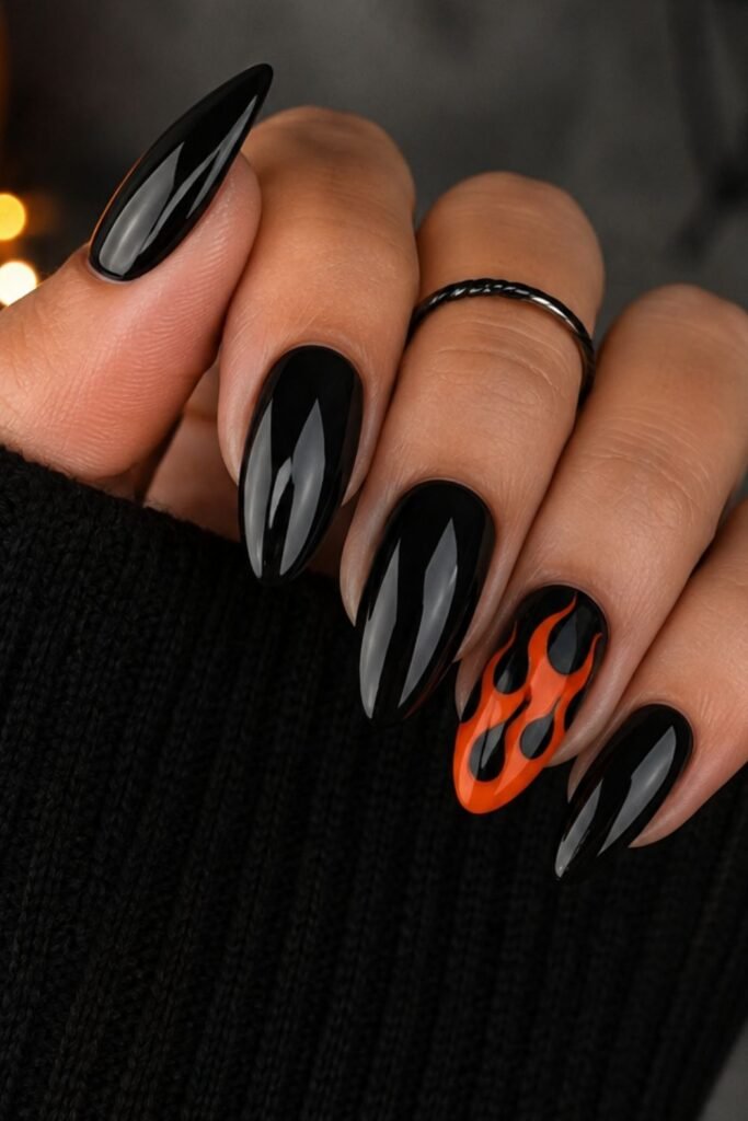Black with Single Orange Accent