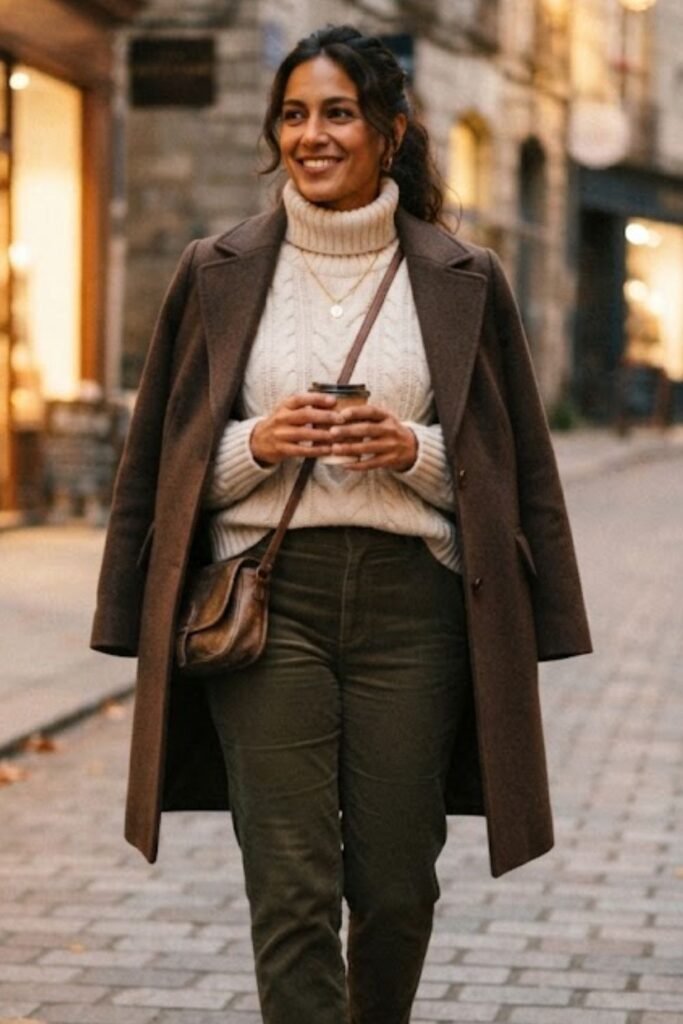 Cable Knit with Corduroy Trousers