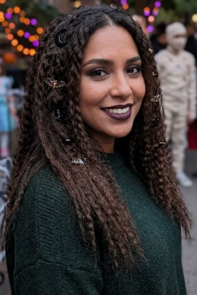 Crimped Hair with Dark Accessories