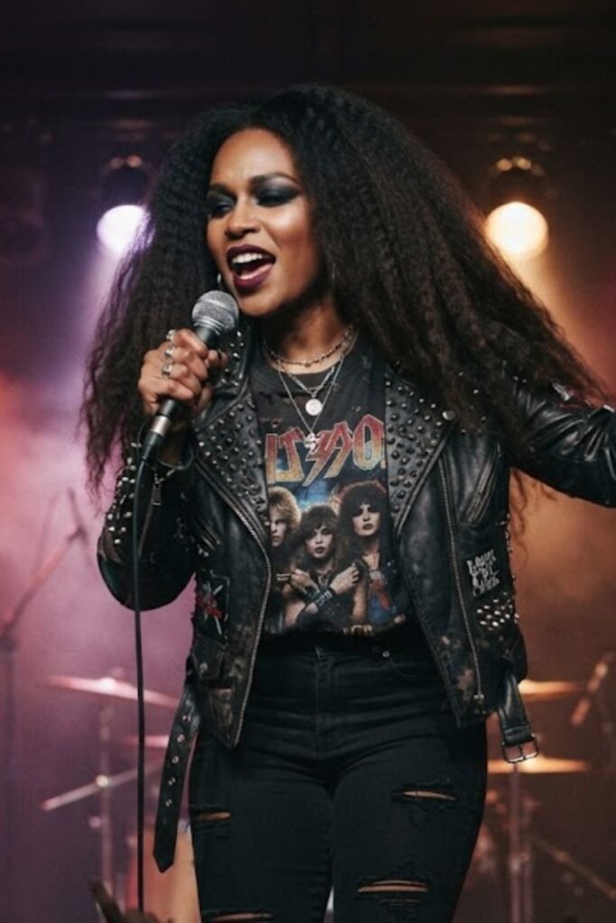 Crimped Long Hair for the Retro Rock Icon