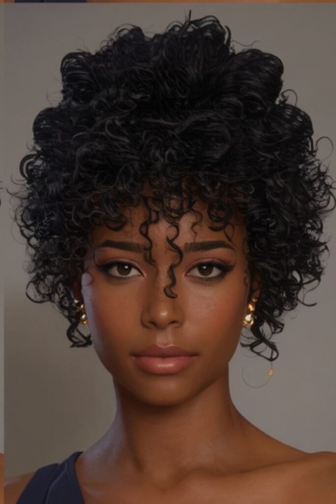 Curly Chignon with Dark Picks