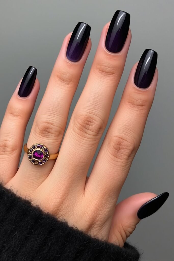 Dark Ombre from Black to Deep Purple