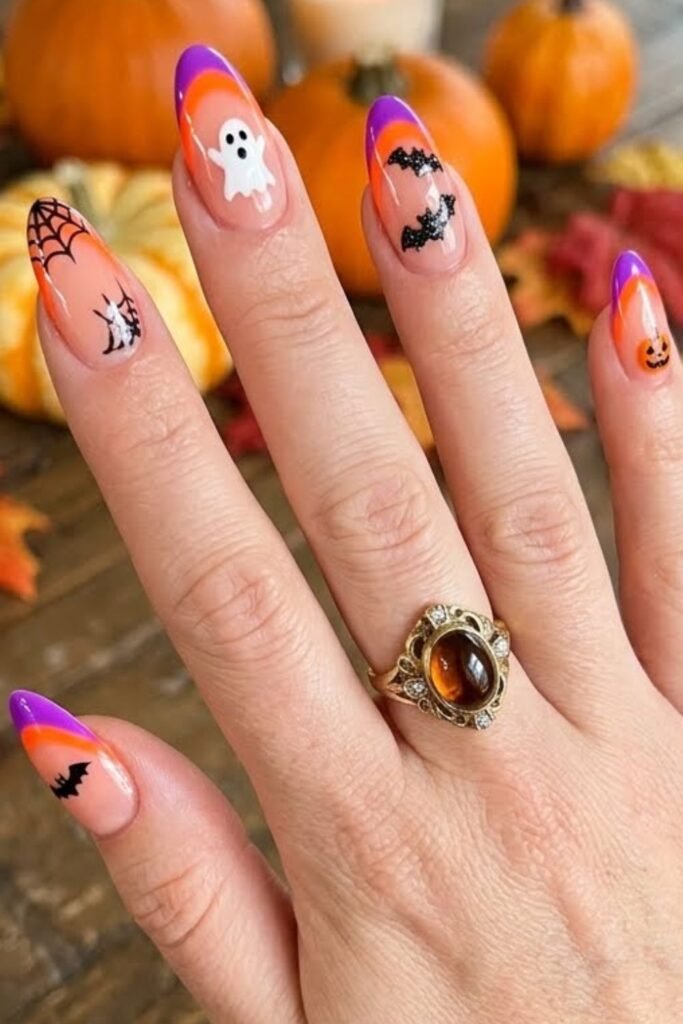 Double French with Halloween Tips