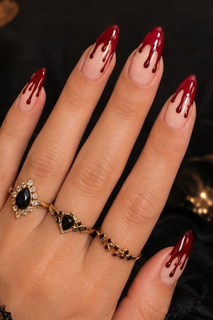 Dripping Blood Effect Nails