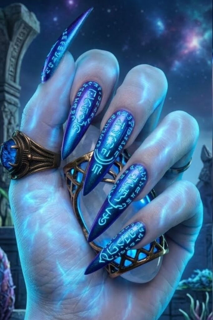 Electric Blue with Alien Script