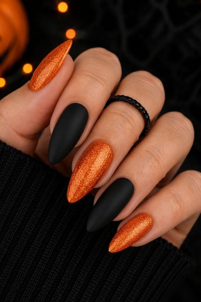 Glitter Orange with Matte Black