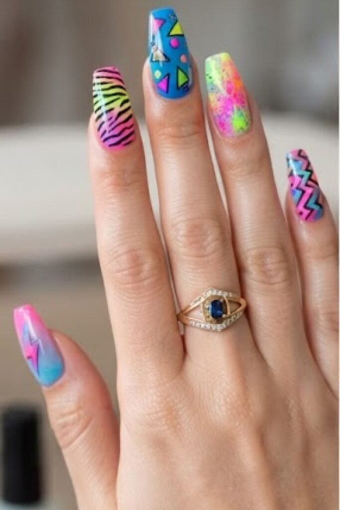 Long coffin nails in mirror gold chrome