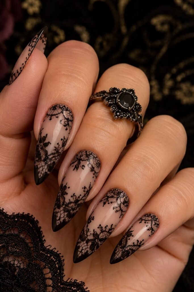 Gothic Lace Pattern on Nude Base