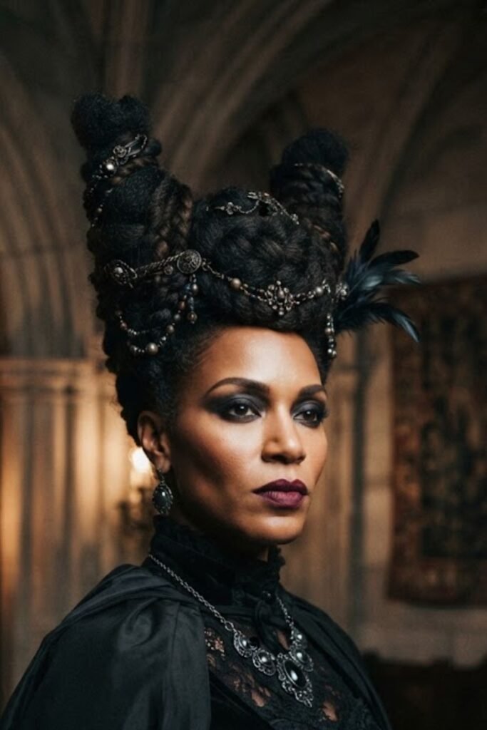 High Dramatic Updo for the Dark Queen