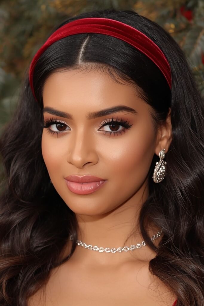 Woman with Hollywood waves and a velvet headband