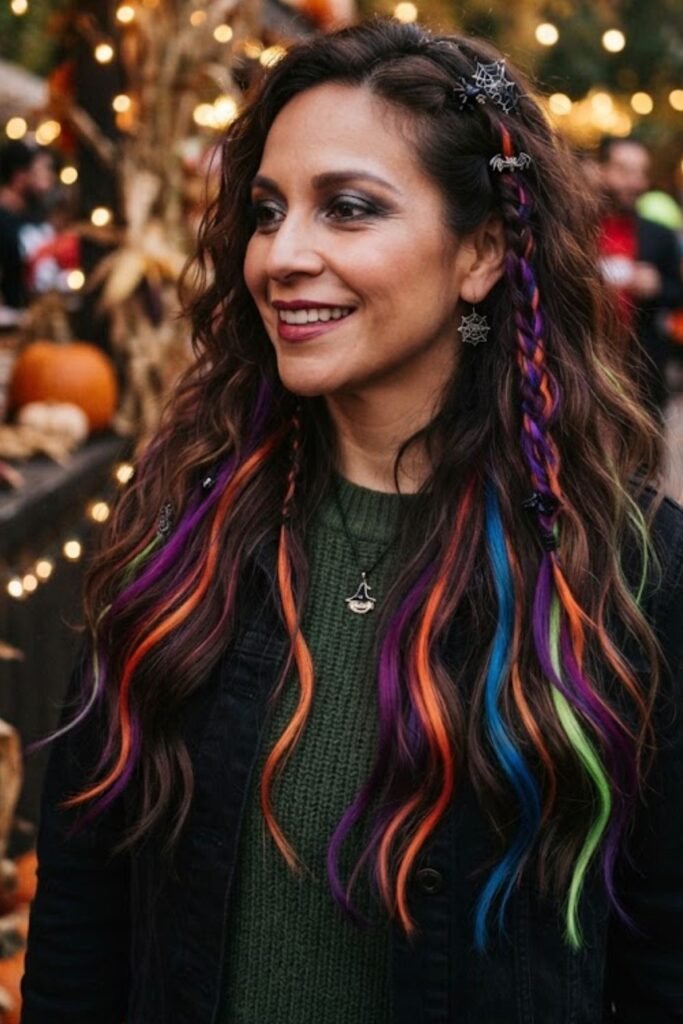 Long Hair with Colored Extensions for Halloween