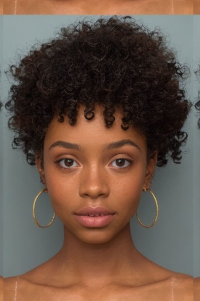 Loose curly low bun with face-framing curls
