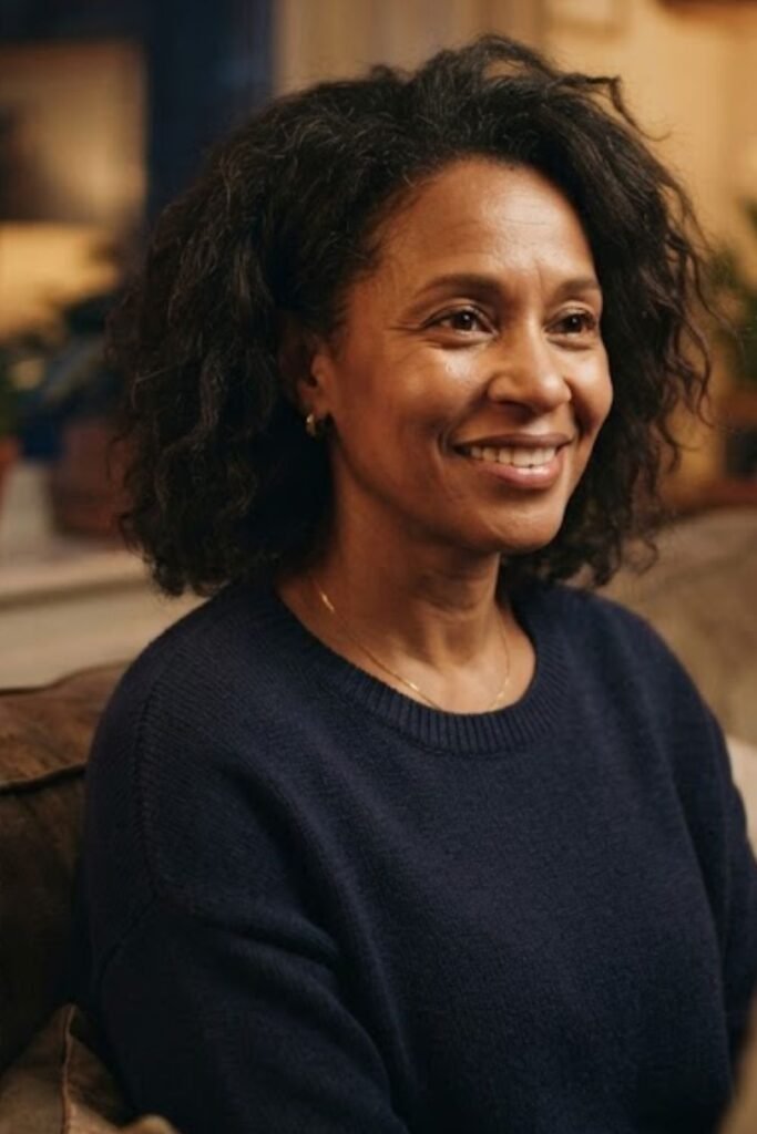 Medium layered hair with a natural blow-dried finish
