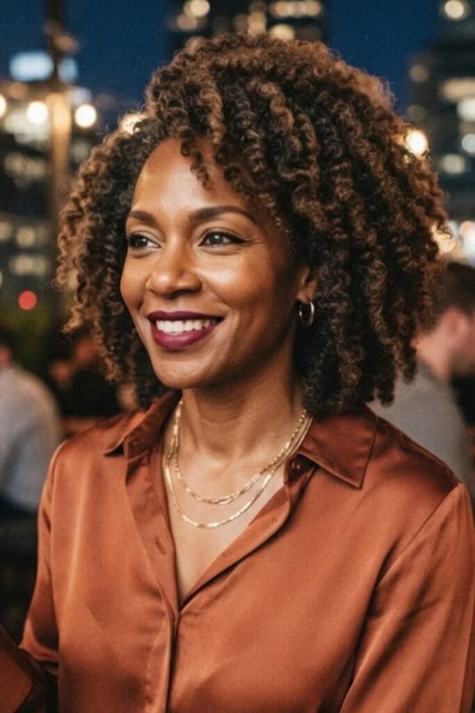 Medium layered natural textured hair