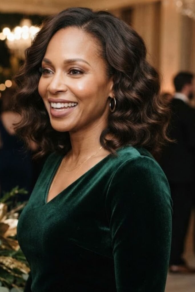 Medium hair styled in soft formal waves
