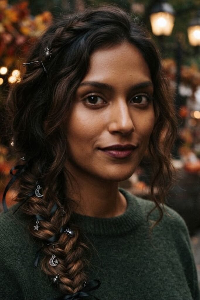 Messy Fishtail Braid with Dark Accessories