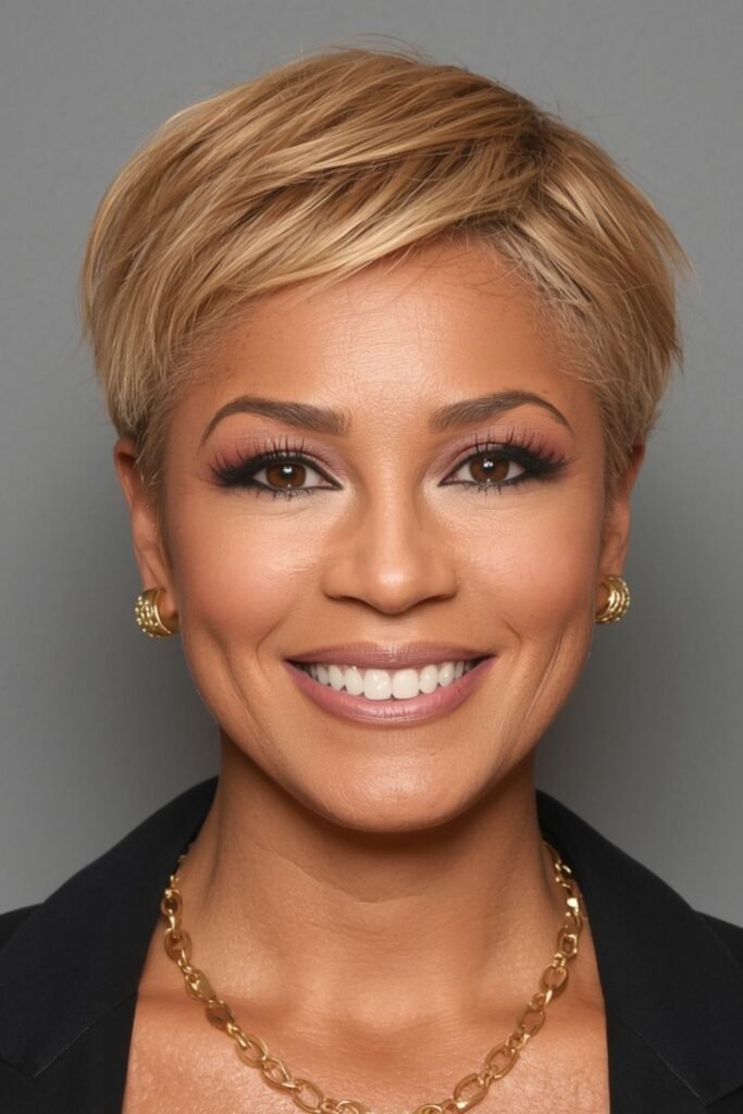 Woman with a sleek micro bob