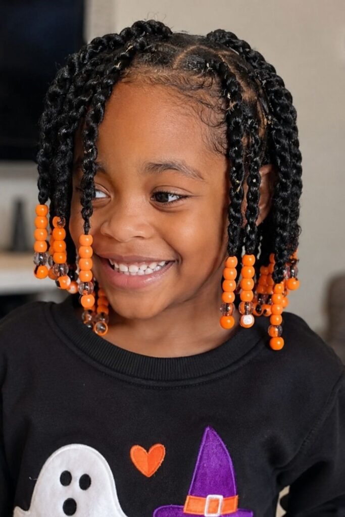 Natural Hair Twists with Orange Beads