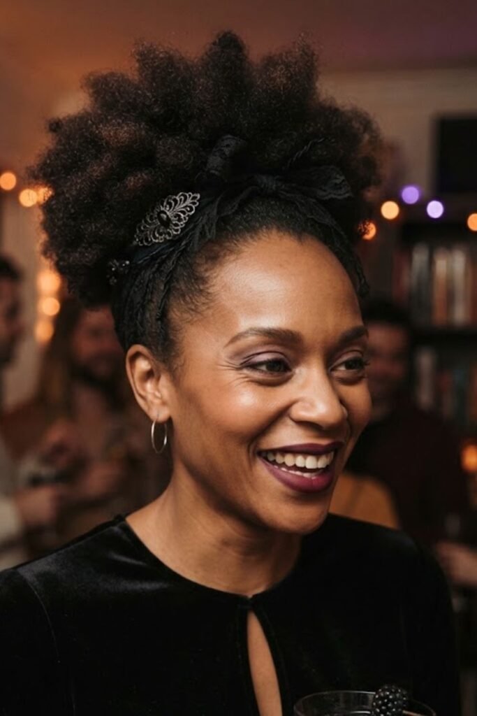 Natural Puff with Dark Accessories