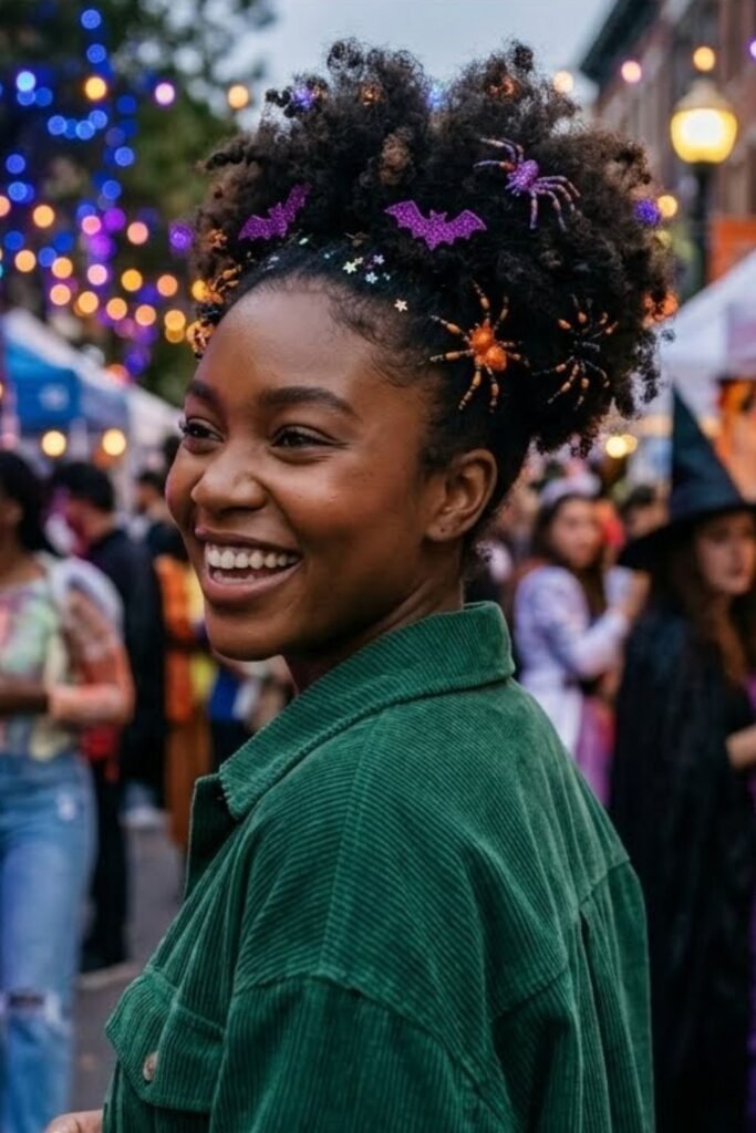 Natural Puff with Halloween Accessories