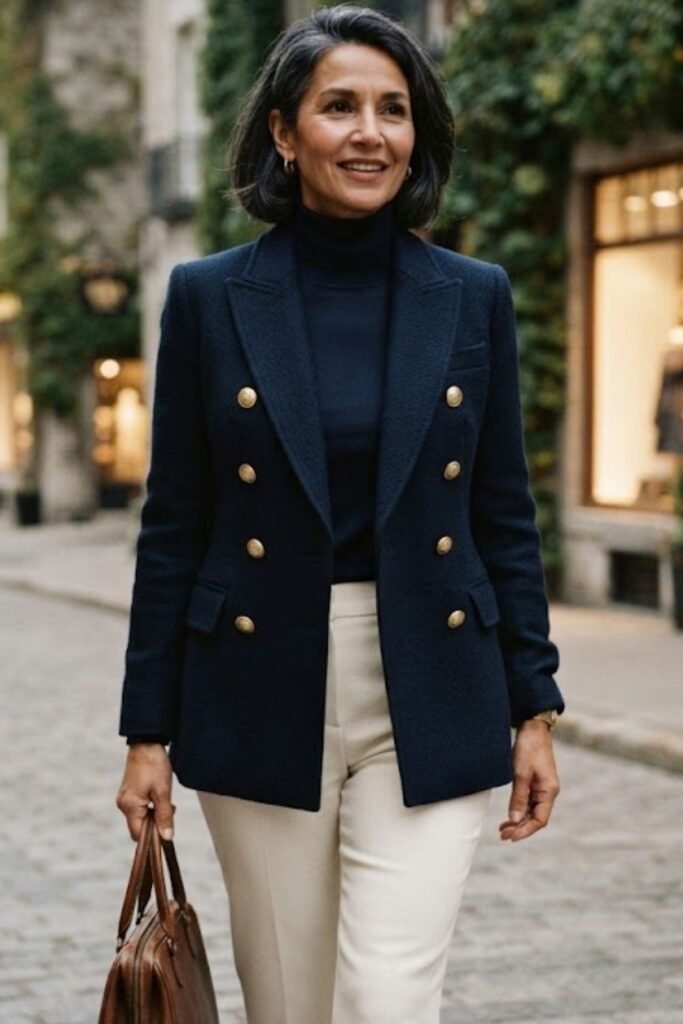 Navy Blazer with Gold Buttons