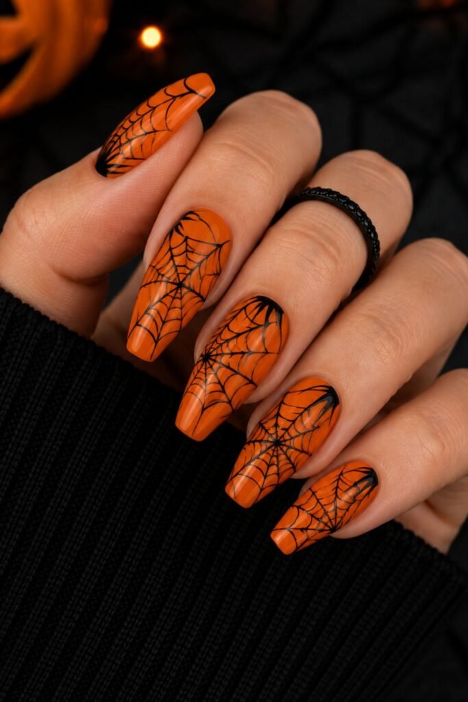 Orange Base with Black Cobweb