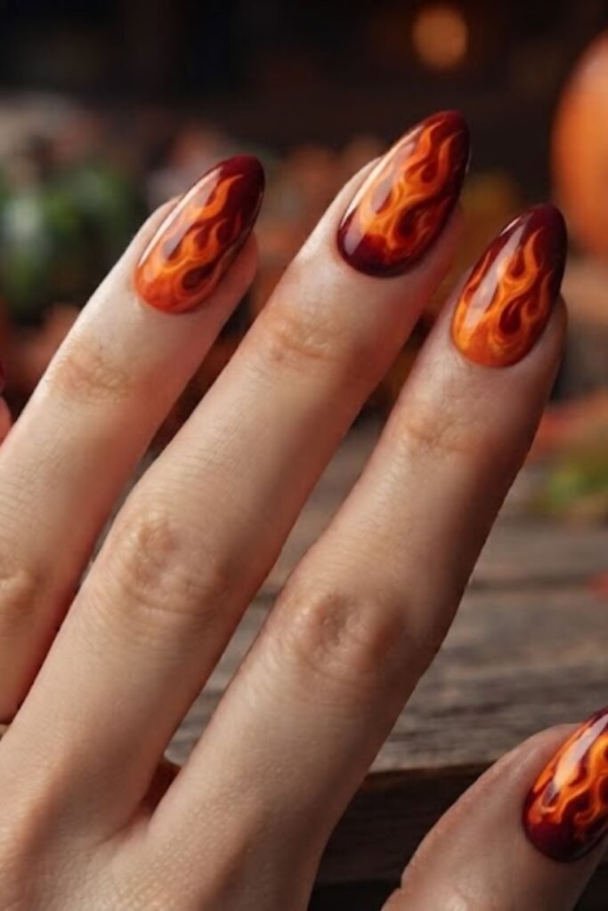 Orange Flame Nail