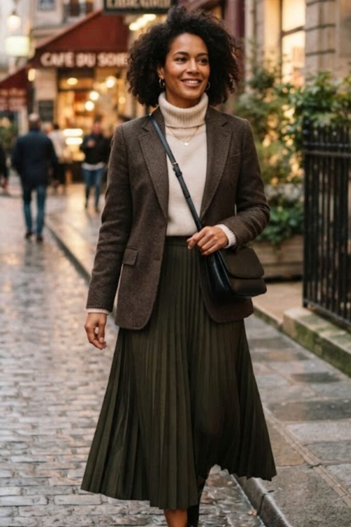Pleated Midi Skirt with Cashmere