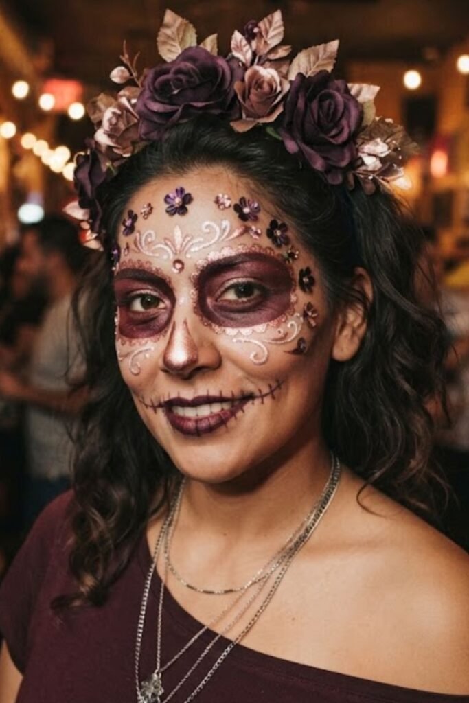 Rose Gold and Dark Berry Sugar Skull