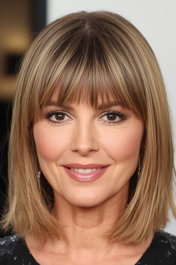 Shag haircut styled in a relaxed half-up