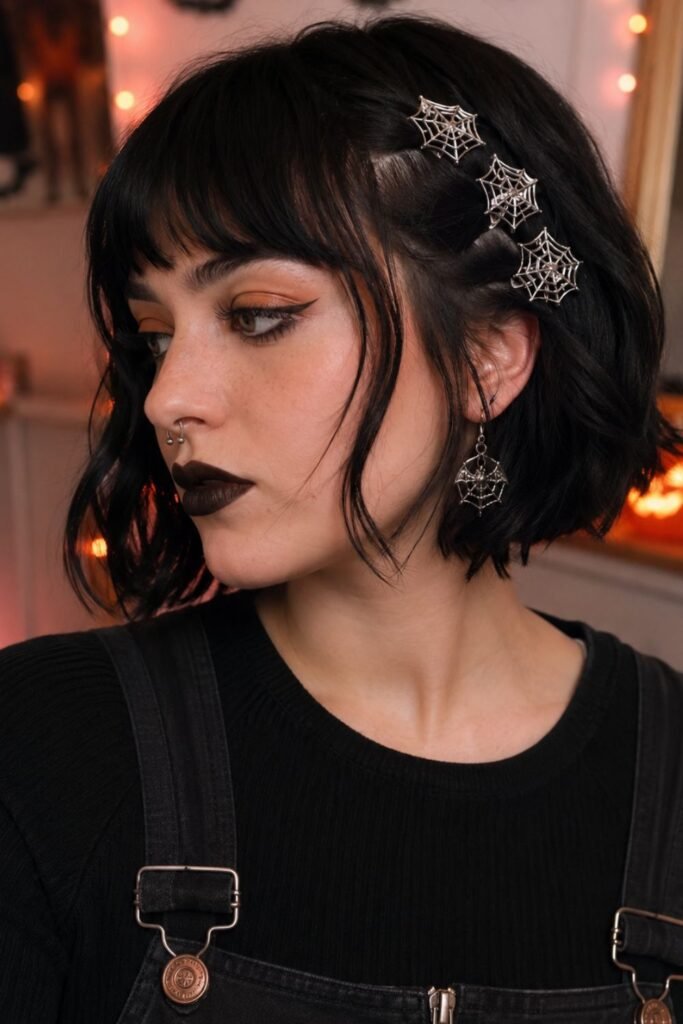 Short Bob with Spider Web Clips
