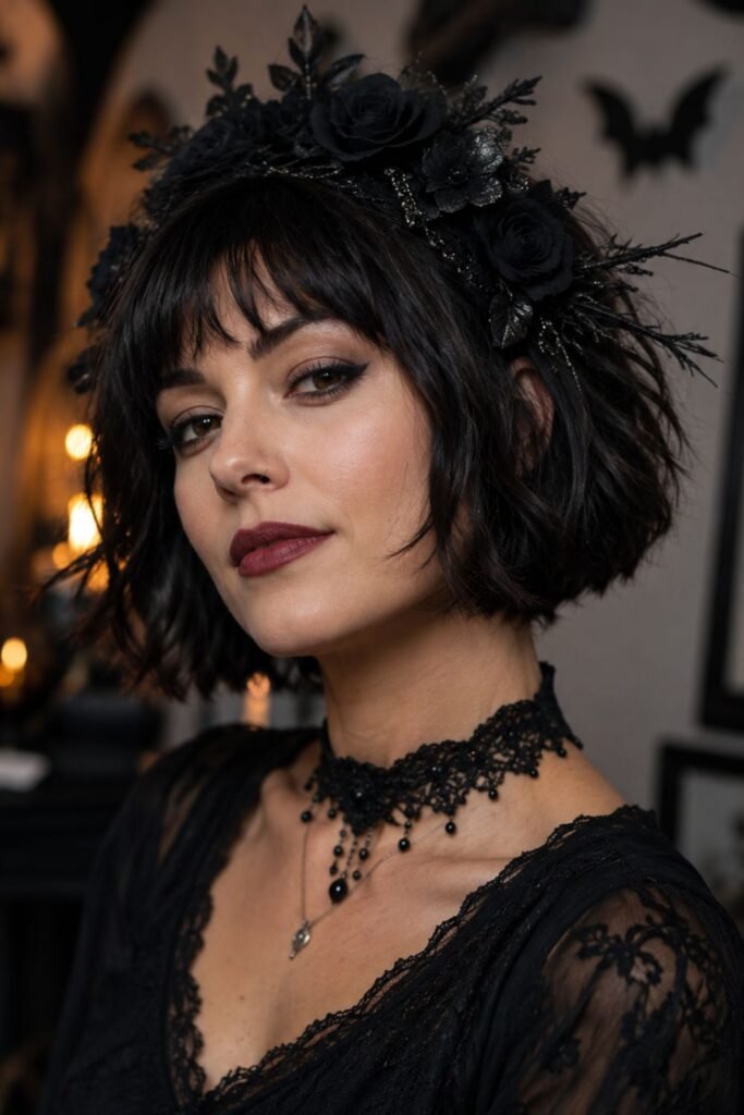 Short Bob with a Dark Headpiece