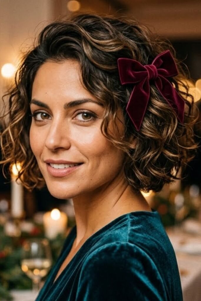 Short bob styled with soft party waves