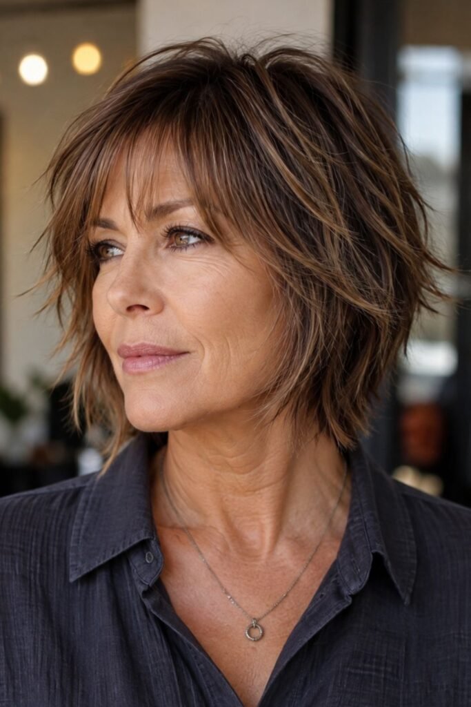 Short shag with wispy ends on fine hair