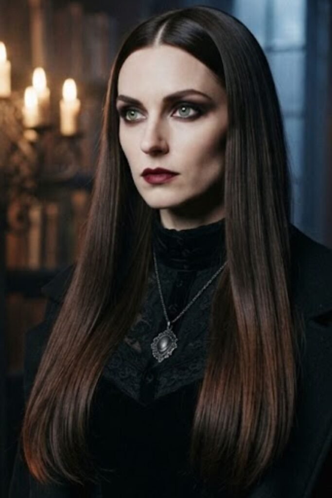 Sleek Center-Parted Long Hair for the Dark Vampire