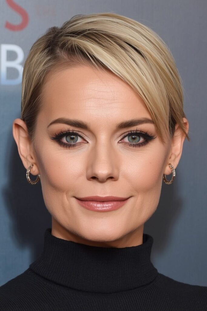Woman over 50 with a sleek formal pixie
