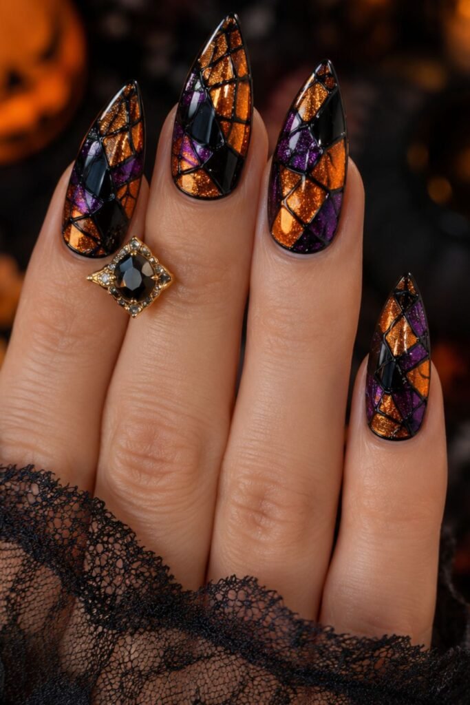 Stained Glass Effect in Halloween Colors