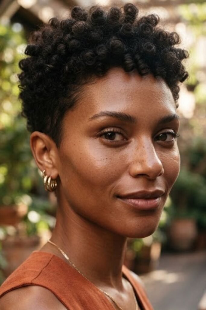Woman with a tapered natural cut