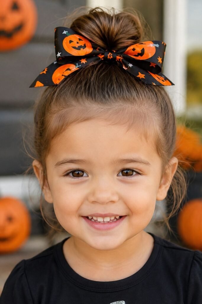Top Knot with a Halloween Bow