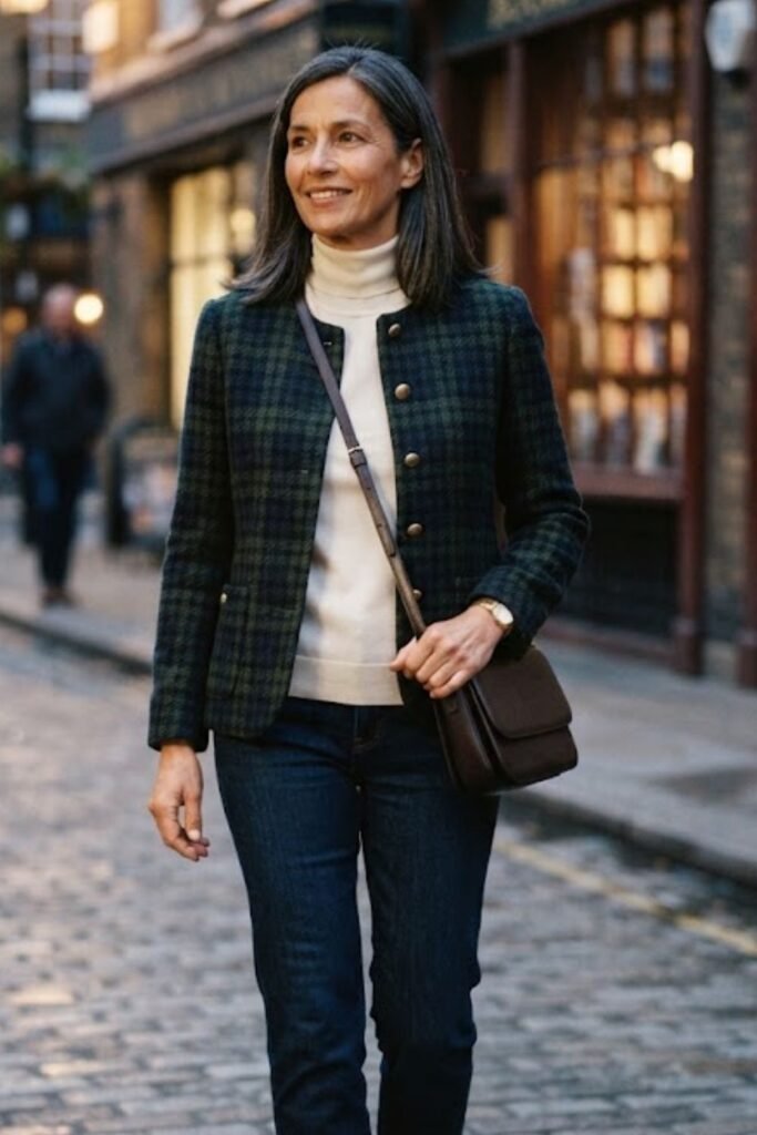 Tweed Jacket with Dark Jeans