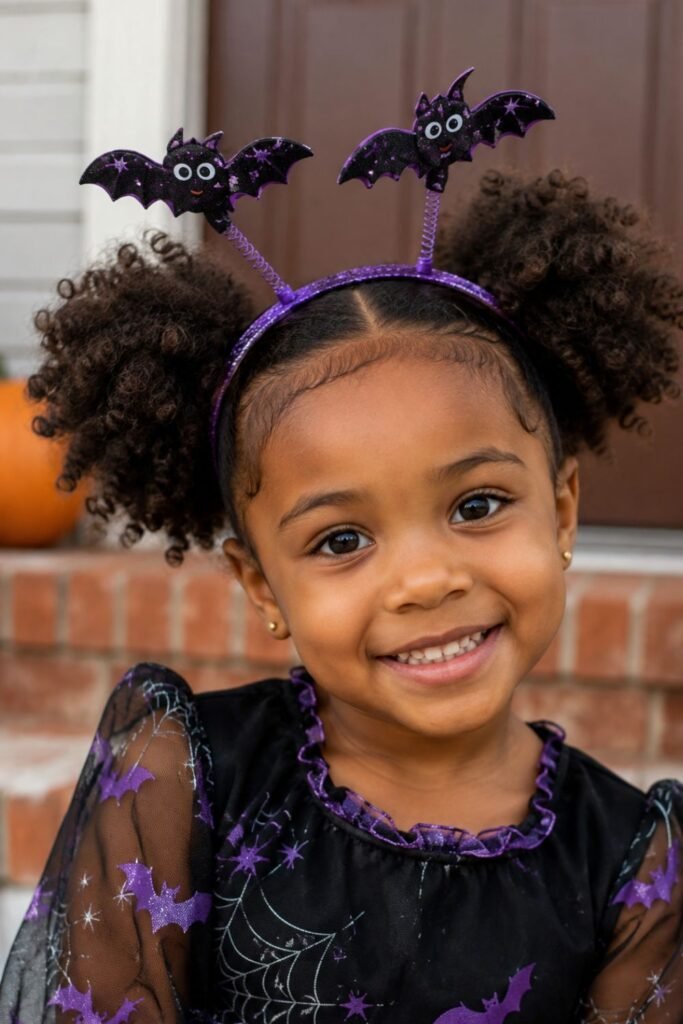 Two Side Puffs with Halloween Headband