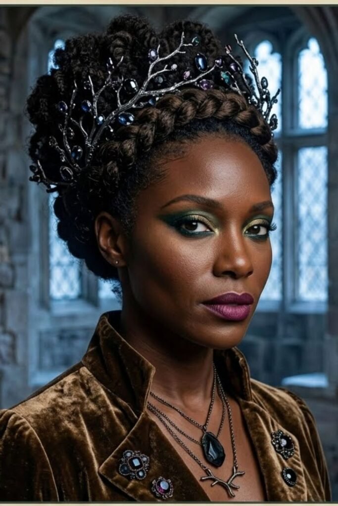 Updo with Jeweled Branches or Twig Accessories