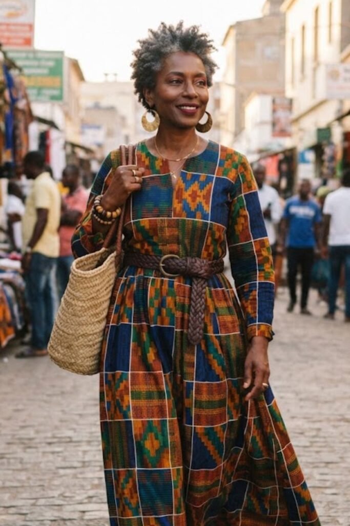 African Print Maxi with a Belt
