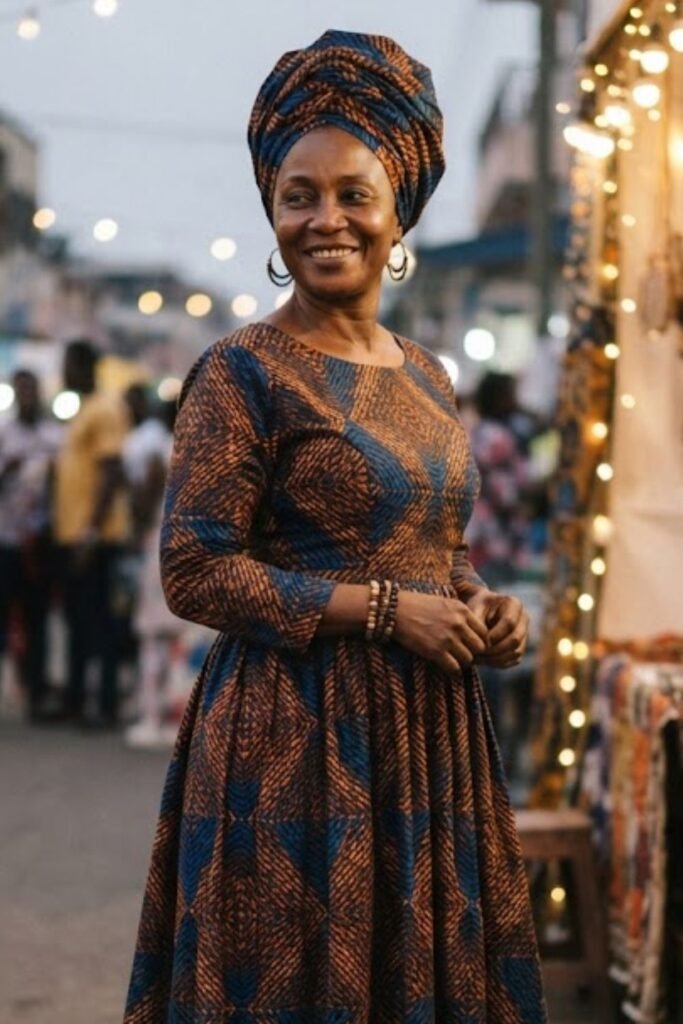 African Print Maxi with a Matching Head Wrap