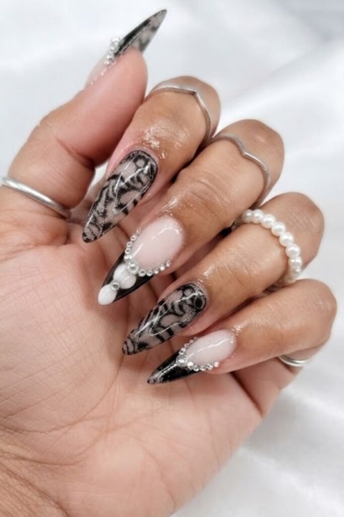 Black Lace French Tips