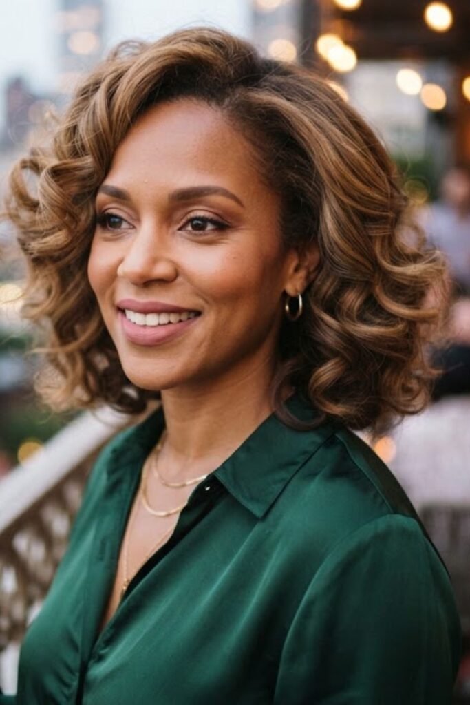 Blowout Curls on a Lob